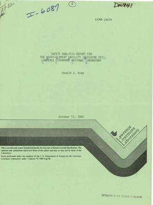 Safety analysis report for the Heavy-Element Facility (Building 251), Lawrence Livermore National Laboratory