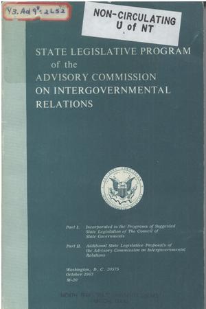 1963 State legislative program of the Advisory Commission on Intergovernmental Relations