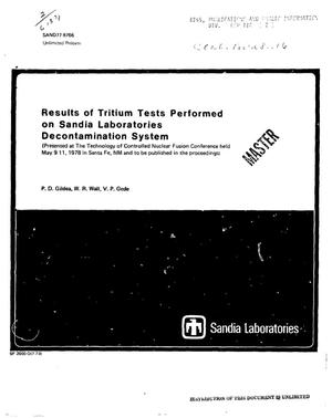 Results of tritium tests performed on Sandia Laboratories decontamination system