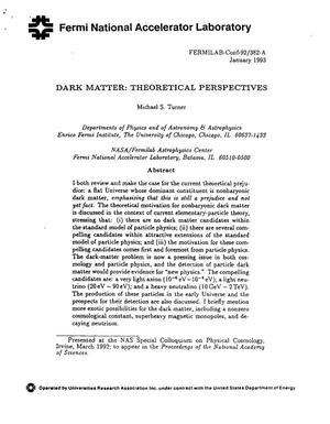 Dark matter: Theoretical perspectives