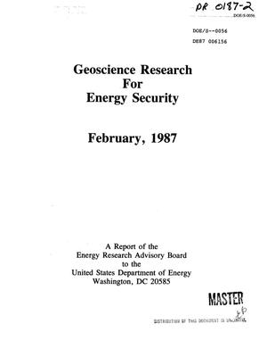 Geoscience research for energy security