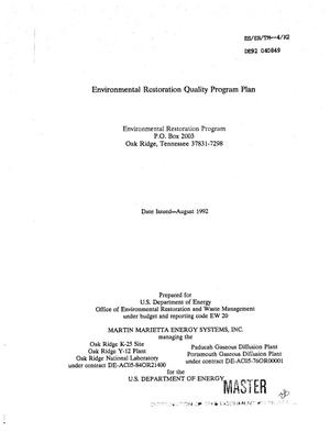 Environmental Restoration Quality Program Plan