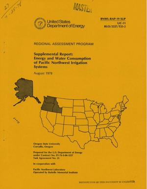 Supplemental report to energy and water consumption of Pacific Northwest irrigation systems