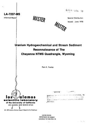Uranium hydrogeochemical and stream sediment reconnaissance of the Cheyenne NTMS Quadrangle, Wyoming