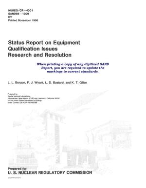 Equipment qualification issues research and resolution: Status report