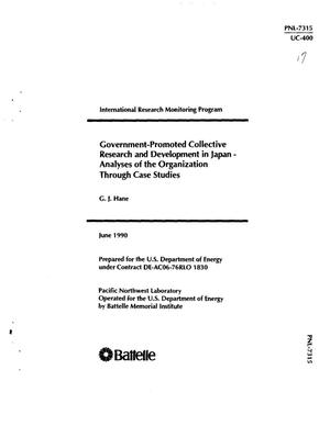 Government-promoted collective research and development in Japan: Analyses of the organization through case studies