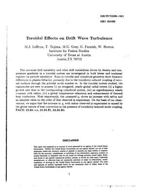 Toroidal effects on drift wave turbulence