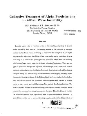 Collective transport of alpha particles due to Alfven wave instability