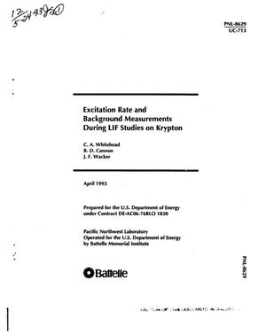 Excitation rate and background measurements during LIF studies on krypton