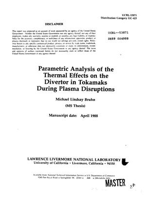 Parametric analysis of the thermal effects on the divertor in tokamaks during plasma disruptions
