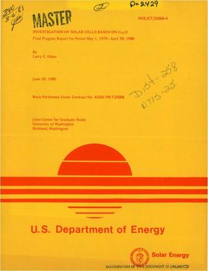 Investigation of solar cells based on Cu/sub 2/O. Final progress report May 1, 1979 to April 30, 1980