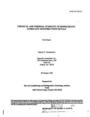 Chemical and thermal stability of refrigerant-lubricant mixtures with metals