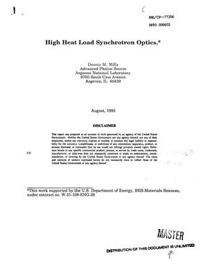 High Heat Load Synchrotron Optics