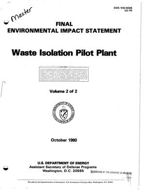 Final environmental impact statement. Waste Isolation Pilot Plant: Volume 2