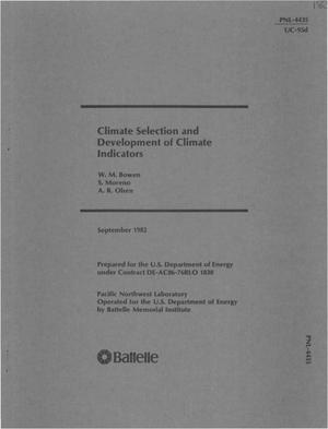 Climate selection and development of climate indicators