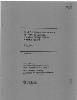 Field performance assessment of synthetic liners for uranium tailings ponds: a status report