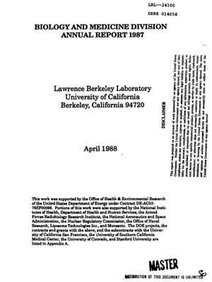 Biology and Medicine Division annual report, 1987