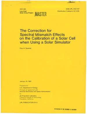 Correction for spectral mismatch effects on the calibration of a solar cell when using a solar simulator