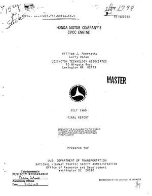 Honda motor company's CVCC engine