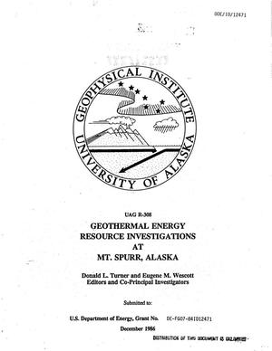 Geothermal Energy Resource Investigations at Mt. Spurr, Alaska