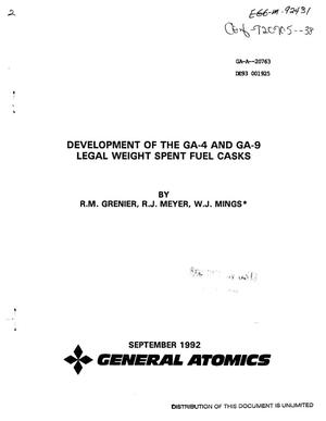 Development of the GA-4 and GA-9 legal weight spent fuel casks