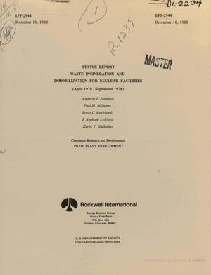 Waste incineration and immobilization for nuclear facilities. Status report, April-September 1978