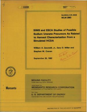 SIMS and ESCA studies of possible sodium uranate precursors as related to aerosol characterization from a simulated HCDA. [LMFBR]