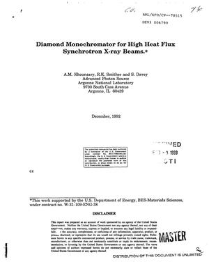 Diamond monochromator for high heat flux synchrotron x-ray beams