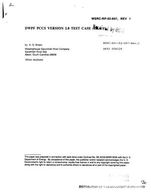 DWPF PCCS version 2. 0 test case