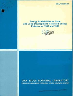 Energy availabilities for state and local development: projected energy patterns for 1980 and 1985
