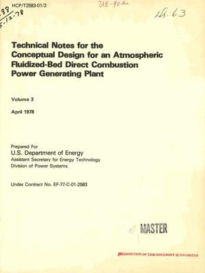 Technical notes for the conceptual design for an atmospheric fluidized-bed direct combustion power generating plant. [570 MWe plant]
