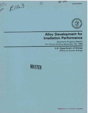 Alloy development for irradiation performance. Quarterly progress report for period ending September 30, 1980