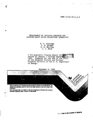 Development of advanced concepts for improved heavy water production technology. Tri-quarterly report, January 1-September 30, 1980