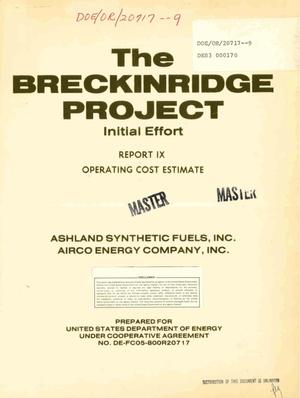 Breckinridge Project, initial effort. Report IX. Operating cost estimate