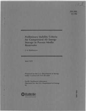 Preliminary stability criteria for compressed air energy storage in porous media reservoirs