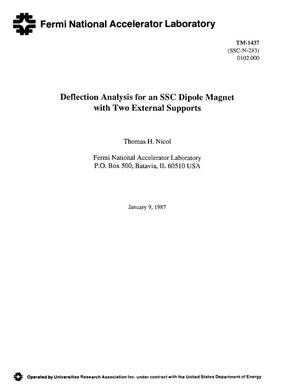 Deflection analysis for an SSC (Superconducting Super Collider) dipole magnet with two external supports