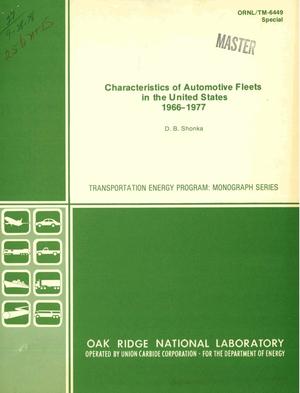 Characteristics of automotive fleets in the United States, 1966--1977
