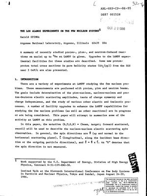 Los Alamos experiments on the few nucleon systems