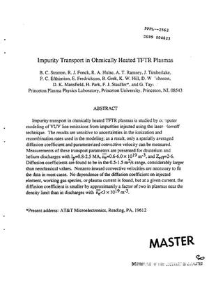 Impurity transport in ohmically heated TFTR plasmas