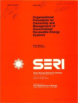Organizational precedents for ownership and management of decentralized renewable-energy systems