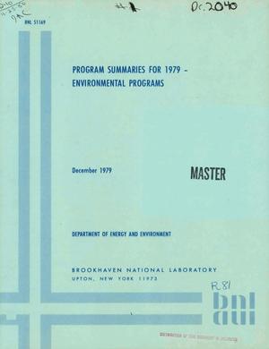Program summaries for 1979: environmental programs