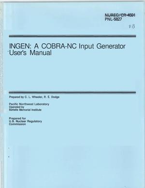 INGEN: A COBRA-NC input generator user's manual