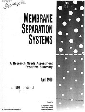 Membrane Separation Systems---a Research and Development Needs Assessment