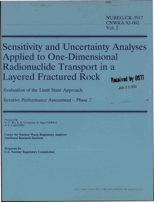 Sensitivity and Uncertainty Analyses Applied to One-Dimensional Radionuclide Transport in a Layered Fractured Rock: Evaluation of the Limit State Approach, Iterative Performance Assessment, Phase 2
