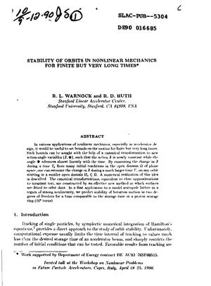 Stability of orbits in nonlinear mechanics for finite but very long times