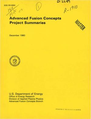 Advanced fusion concepts: project summaries