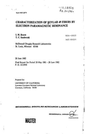 Characterization of Kevlar 49 fibers by electron paramagnetic resonance. Final report, 20 May 1981-20 June 1982. [Radicals induced by ultraviolet or fracture]
