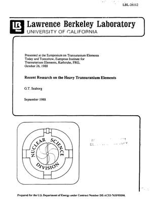 Recent research on the heavy transuranium elements