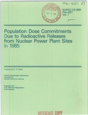 Population Dose Commitments Due to Radioactive Releases From Nuclear Power Plant Sites in 1985