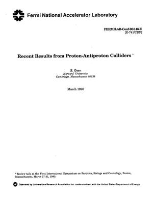 Recent results from proton-antiproton colliders